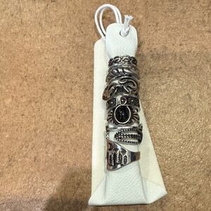 Free People Boho Chic Silver-Toned 10-Piece Stacking Ring Set